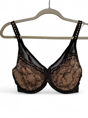 Couture by Cabernet Black Lace-Embroidered Sheer Underwire Bra